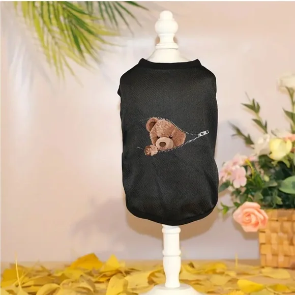 Teddy Bear Black Tank Top for Small Pet Cat Dog - Picture 1 of 6